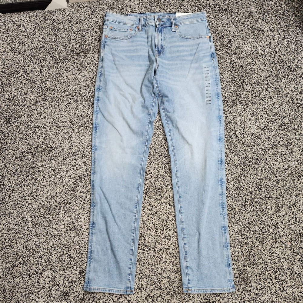 American Eagle Athletic Fit Airflex Jeans Men's 32x34 Lightwash Stretch Nwt Punk